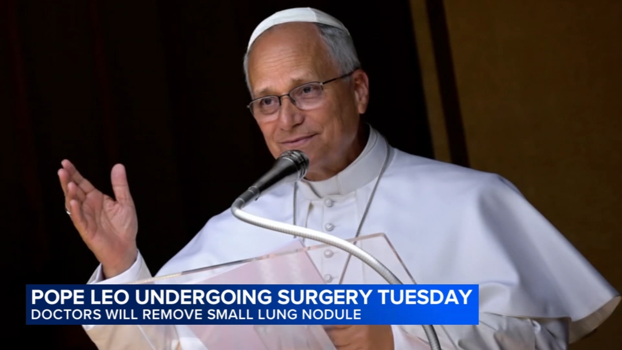 Pope Leo heads to hospital ahead of surgery to remove lung nodule

       — ABC 7 Bay Area, Lafayette Health news